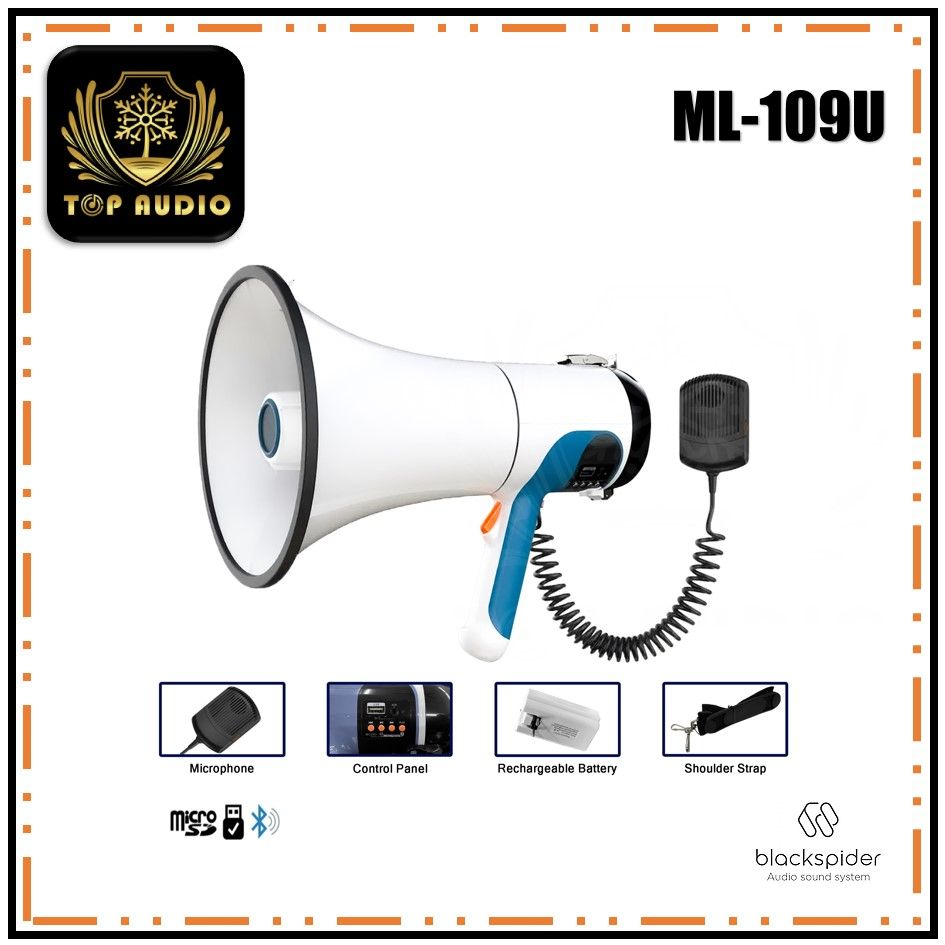 Black Spider ML-109U Rechargeable Power Megaphone Loud Hailer