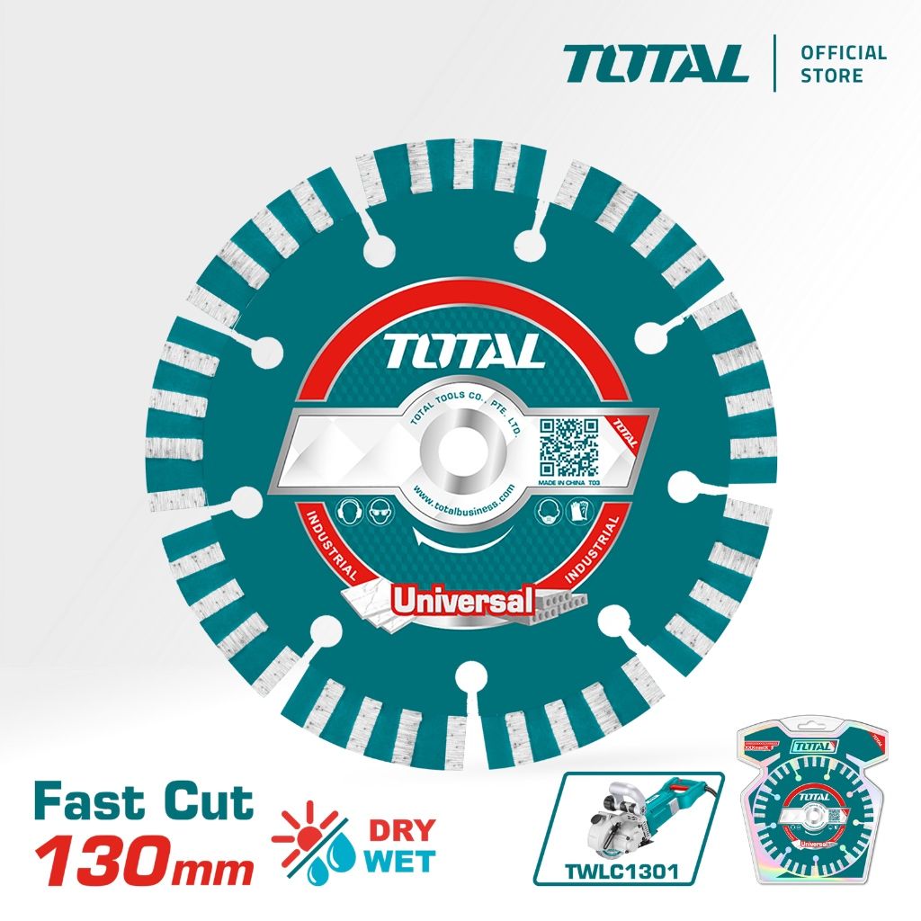 TOTAL DRY DIAMOND DISC (5") UNIVERSAL SEGMENTED + FAST CUT + WET & DRY CUTTING FOR TWLC1301 WALL CHASER TAC2111301