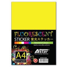 Astar Fluorescent Sticker Yellow 50 pieces