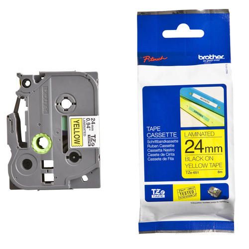 BROTHER 24MM TAPE (BLACK ON YELLOW) 8M/ROLL