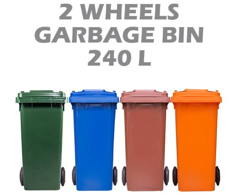 MOBILE GARBAGE BIN 120L/ Colour: Orange, Brown, Red, Blue & Green