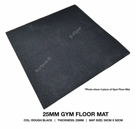 *4 PIECES X 25MM RUBBER GYM FLOOR MAT (50CM X 50CM / PER PIECES)