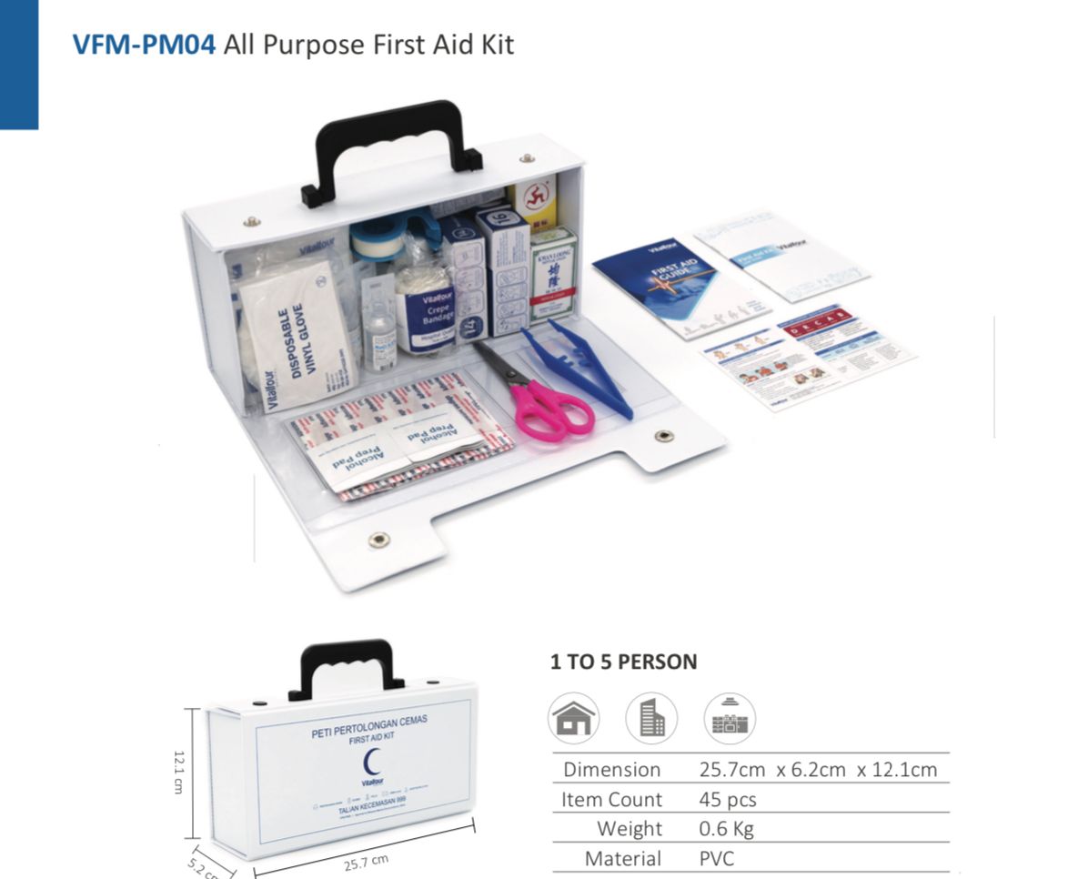 VTL First Aid Kit PVC suitable for 1 to 5 person