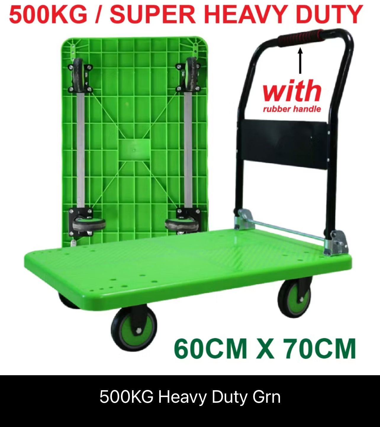 Super Heavy Duty Foldable Handle Platform Trolley 360° Rotation Wheel Moving Items Hand Push Cart / Troli Letak Barang 500kg