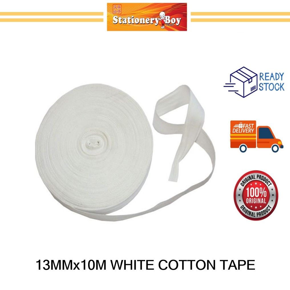 13MMx10M WHITE COTTON TAPE