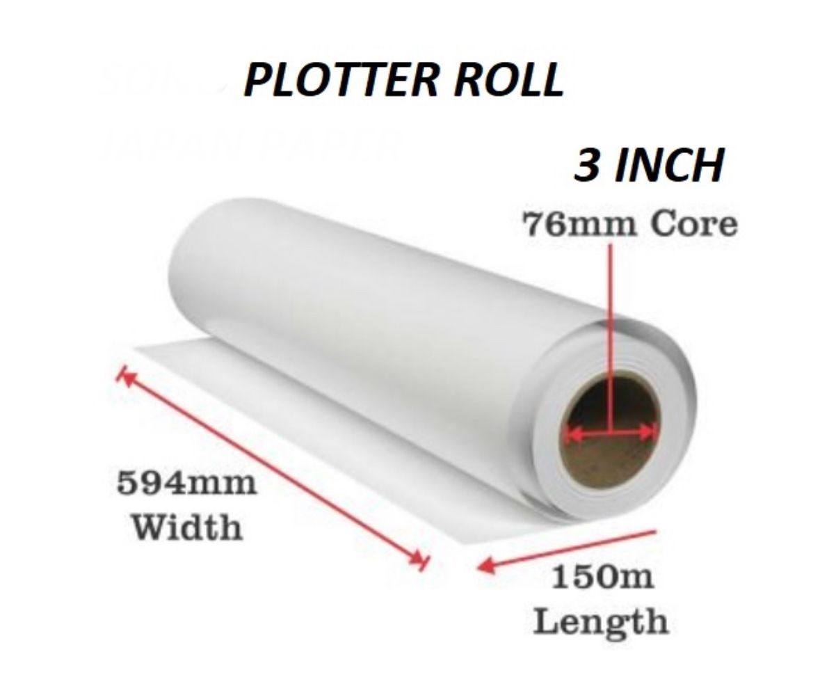 PPC A1 Plotter paper 594mm X 150M X 3 Core