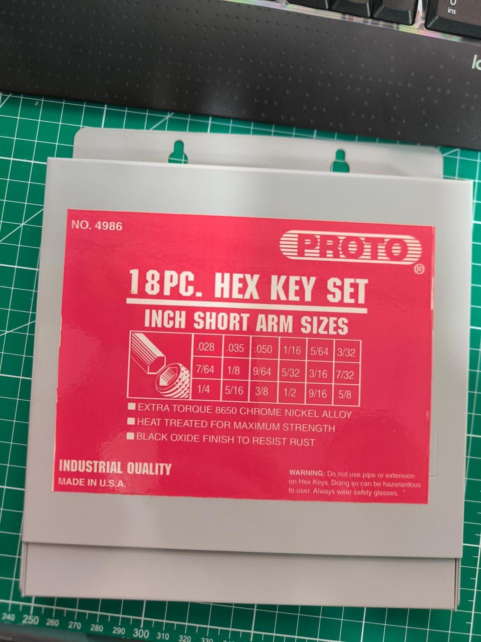 PROTO 4986 18-PIECE INCH SHORT ARM HEX KEY ALLEN WRENCH SET