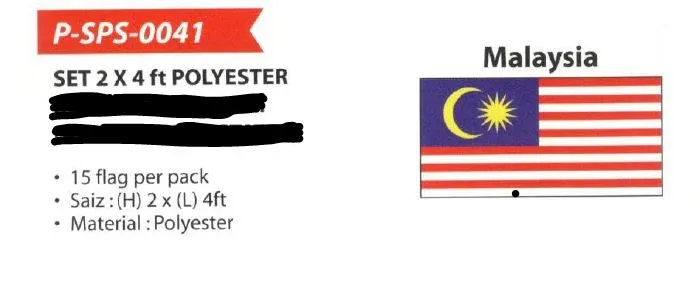 Bendera Malaysia 2 X 4 ft Polyester