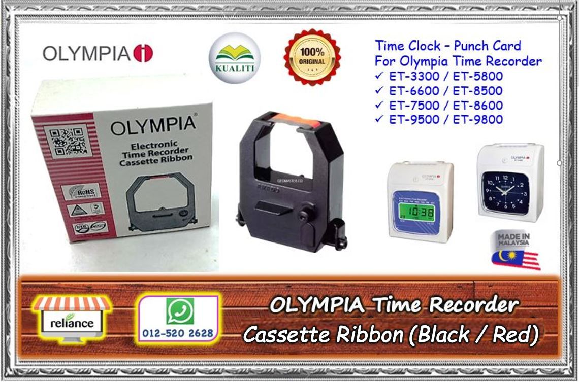 Olympia Time Recorder Cassette Ribbon (100% Original) / Time Clock Ribbon - Black & Red / Punch Card Ribbon / Time Attendance Ribbon # Utk Mesin : ET-6600 / ET-8500 / ET-8600 / ET-9800 # R0016 # RS2317 ( KTT : 1 Unit )