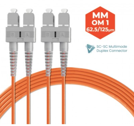 SC-SC 62.5/125 OM1 MULTIMODE DUPLEX FIBER OPTIC PATCH CABLE 3M 5M 10M