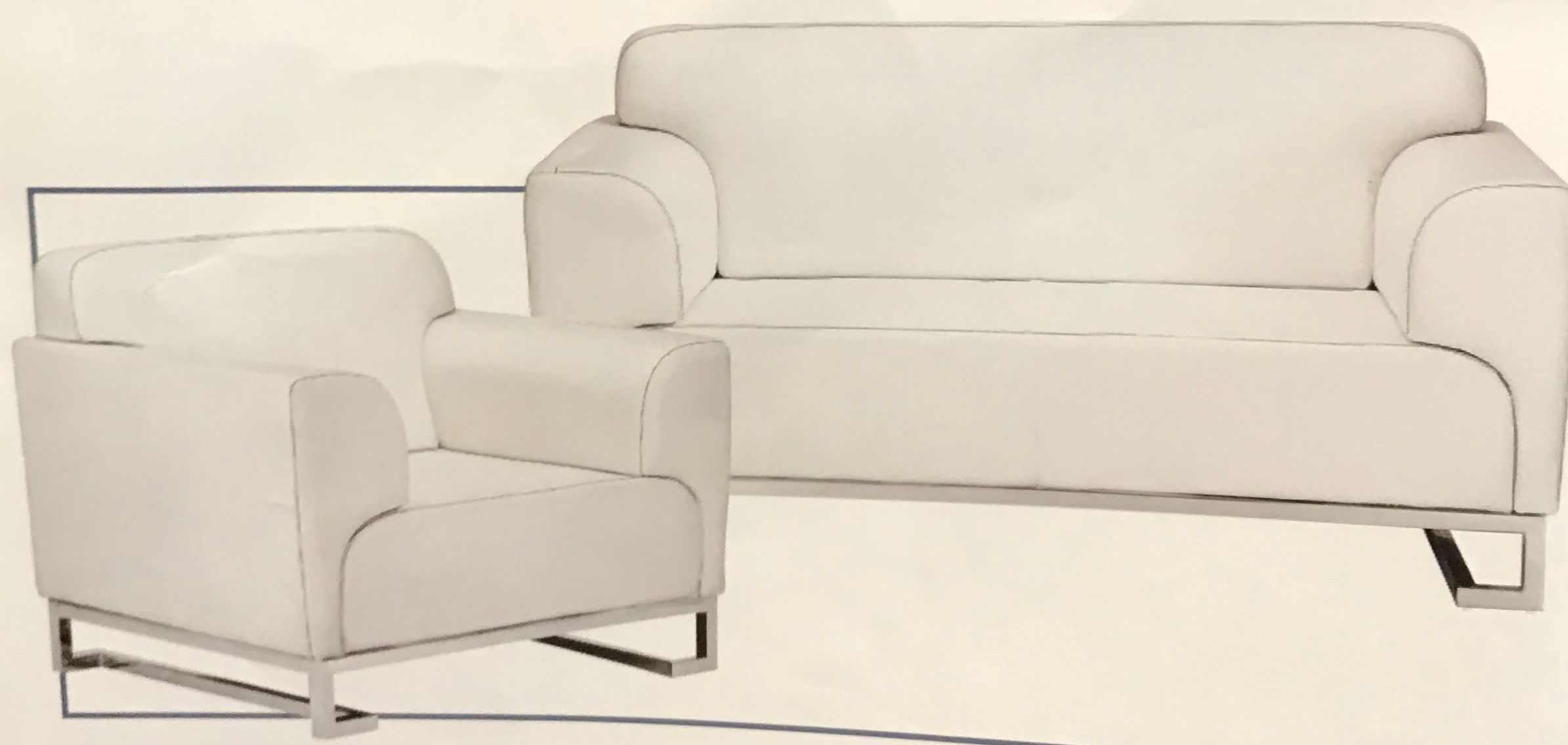 WHITE DOUBLE SEATER SOFA