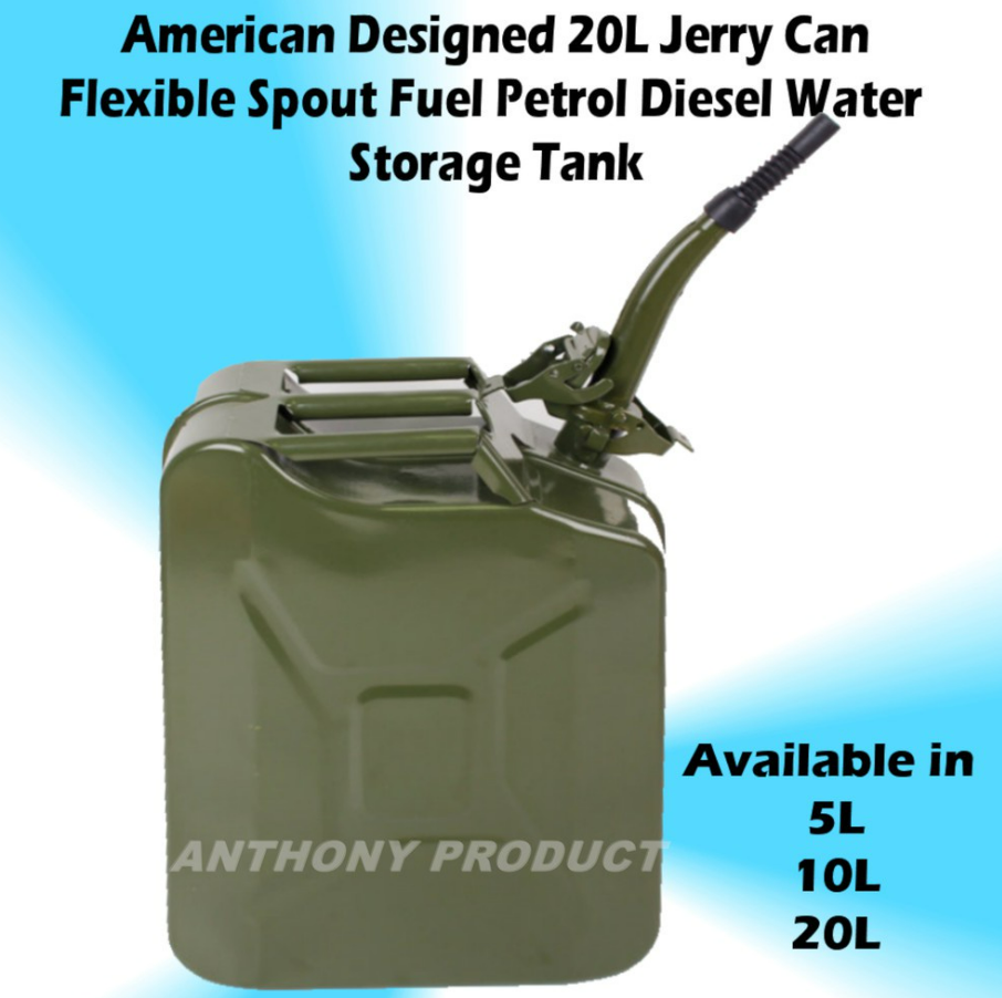 *10L Jerrycan with Flexible Spout for Oil, Petrol, Diesel, Water Fuel Tank Container Jerry Can