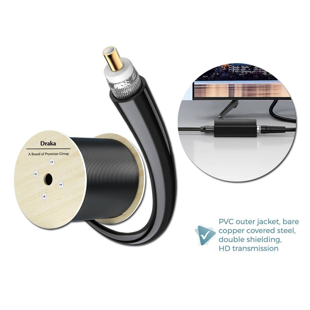DRAKA RG6/U CCS 90% ALUMINIUM BRAID 75OHM 305M/DRUM PVC COAXIAL CABLE 305M