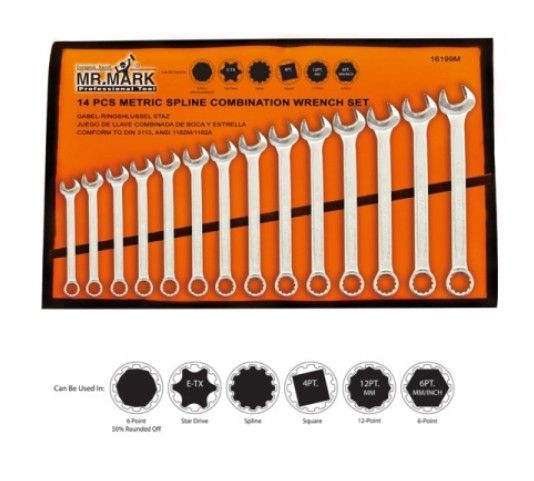 MR MARK 14PCS SPLINE COMBINATION WRENCH (MK-TOL-16199M)