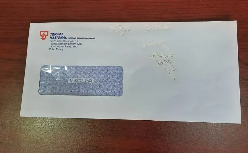 Sampul Putih Berserta Alamat Dan Logo TNB Berukuran A4