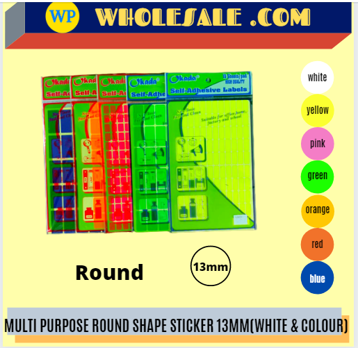 LABEL / ROUND / MULTI PURPOSE / 13MM / ALL COLOUR / ROUND LABEL / STICKER LABEL / COLOUR LABEL /