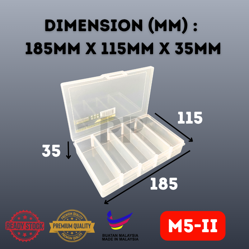 M5-ll Multipurpose Transparent Plastic Storage Box with Removable Dividers Jewelry Box Organizer Storage Box