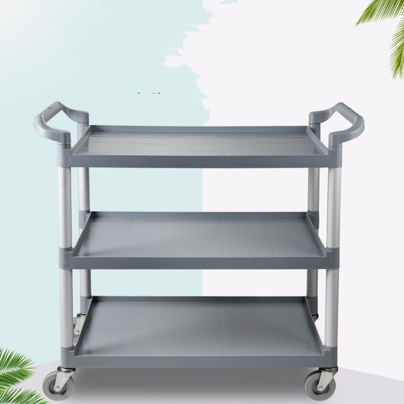 Plastic 3-Tier Utility Cart / Trolley foodcourt cart restaurant dishs collector trolley (Size L)