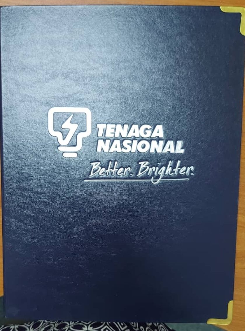 Special Made Certificate Holder With TNB Logo Gold Stamping Plus Gold Edge Clip