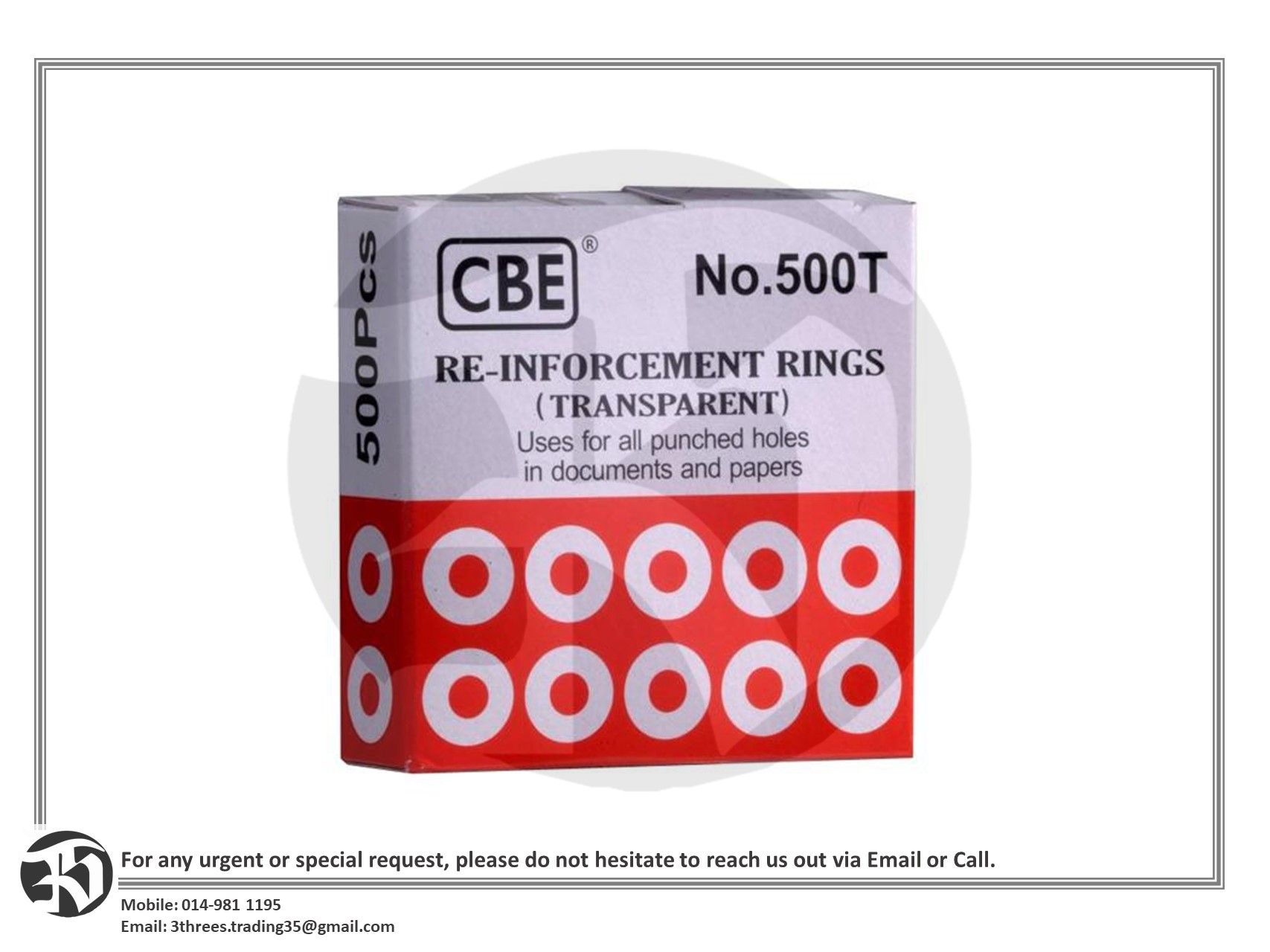 CBE Transparent Reinforcement Ring Sticker For Paper Puncher 500pcs