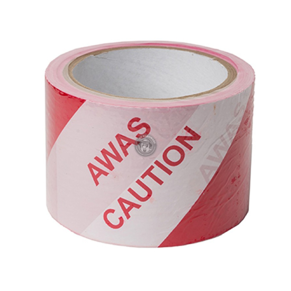 QP DANGER ZONE / AWAS CAUTION TAPE 72MM WITH WORDING RED & WHITE