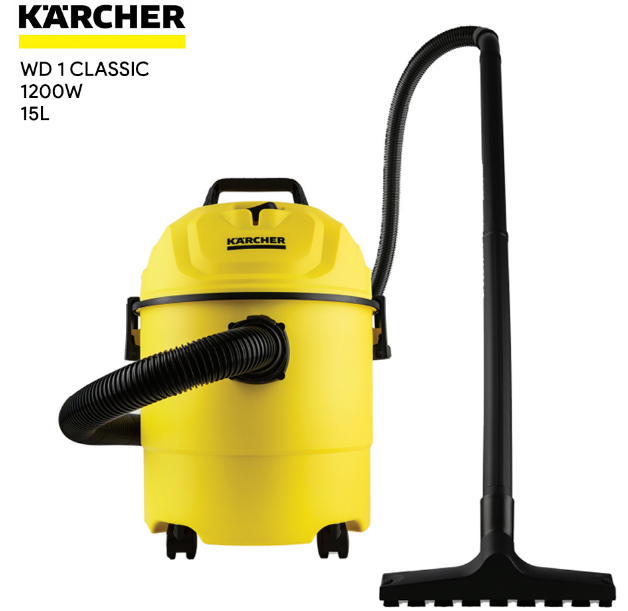 Karcher WD1 Classic Wet & Dry Multipurpose Vacuum Cleaner 1200W/15L