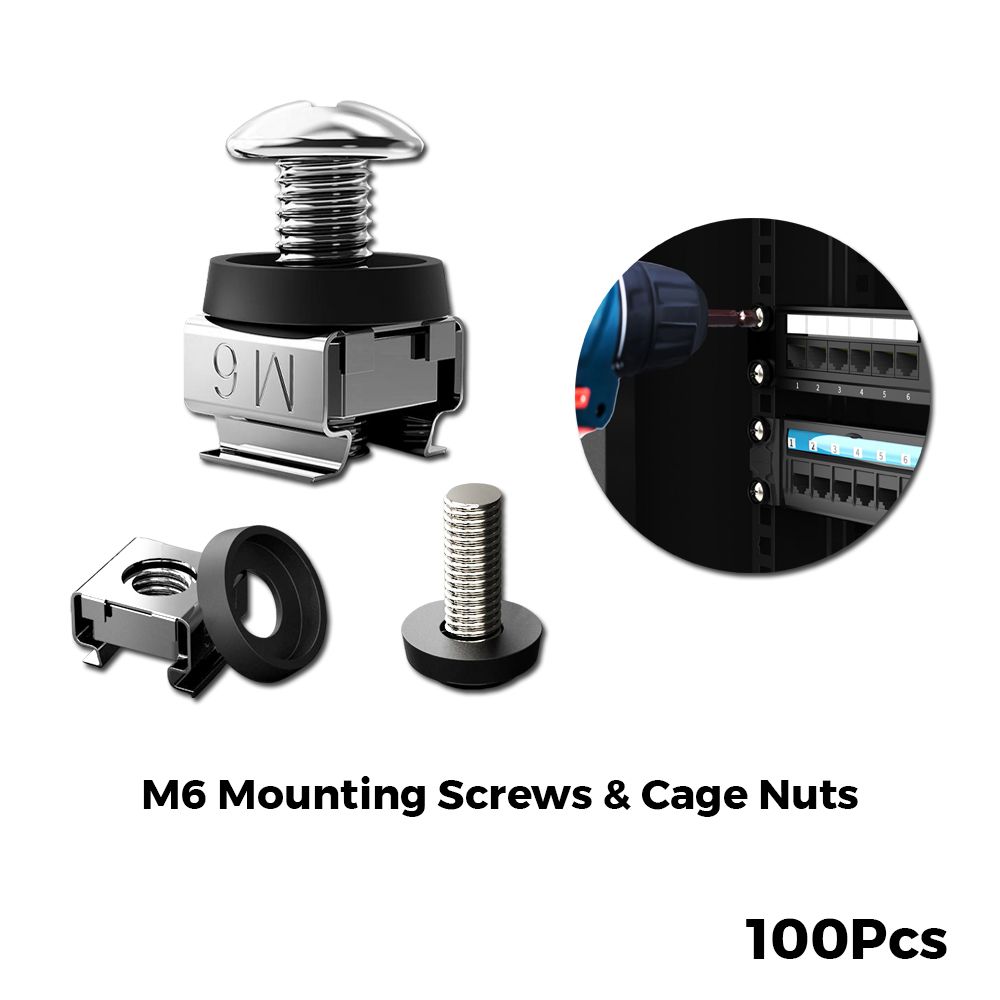 QP M6 MOUNTING SCREW AND CAGE NUTS 100PCS