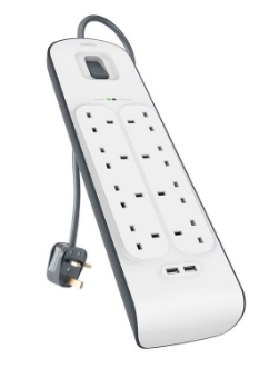 BELKIN 8 WAY SURGE+2.4A USB PROTECTION-2 METER BSV804sa2M