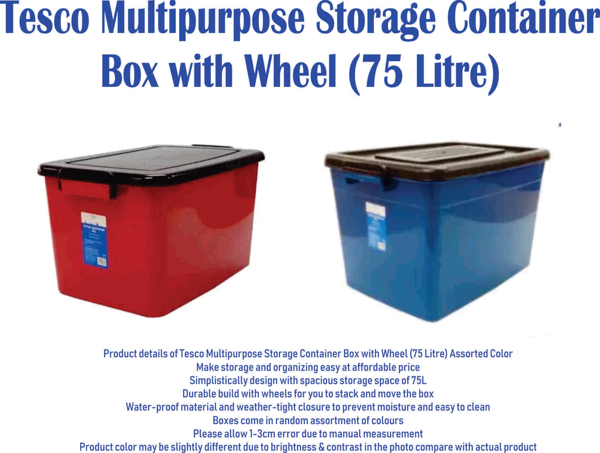 TESCO OCHA PLASTIK TESCO STORAGE CONTAINER WITH ROLLER -75 LTR FREE DELIVERY PENINSULAR ONLY
