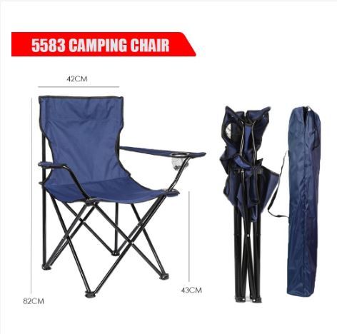 5583 Portable Folding Camping Chair with Arm Rest Cup Holder Foldable Chair With Bag Kerusi Khemah (Random Colour)