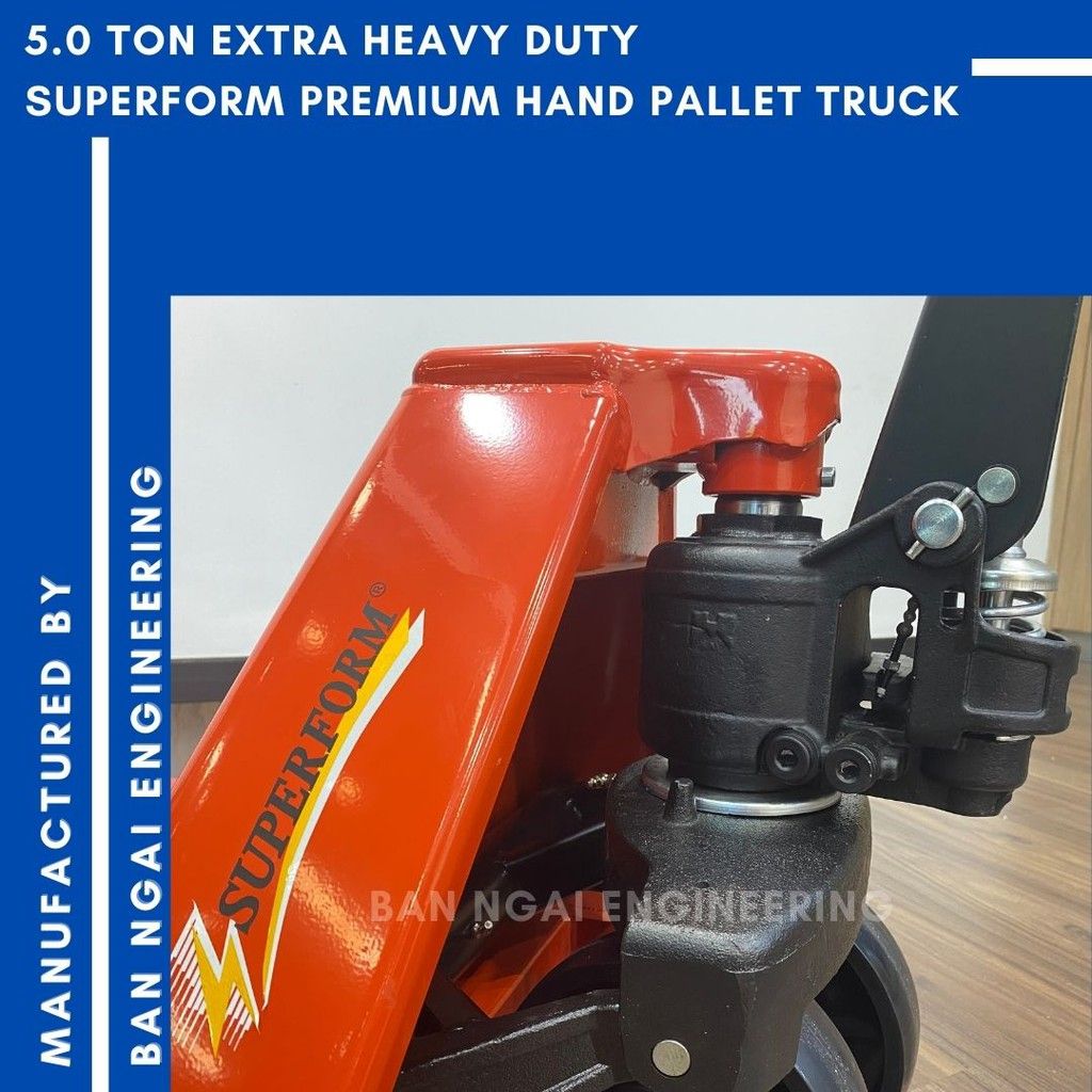 SUPEFORM 5.0 TON EXTRA HEAVY DUTY PREMIUM HAND PALLET TRUCK WIDE FORK (685MM X 1220MM) MANUAL PALLET JACK HAND JACK