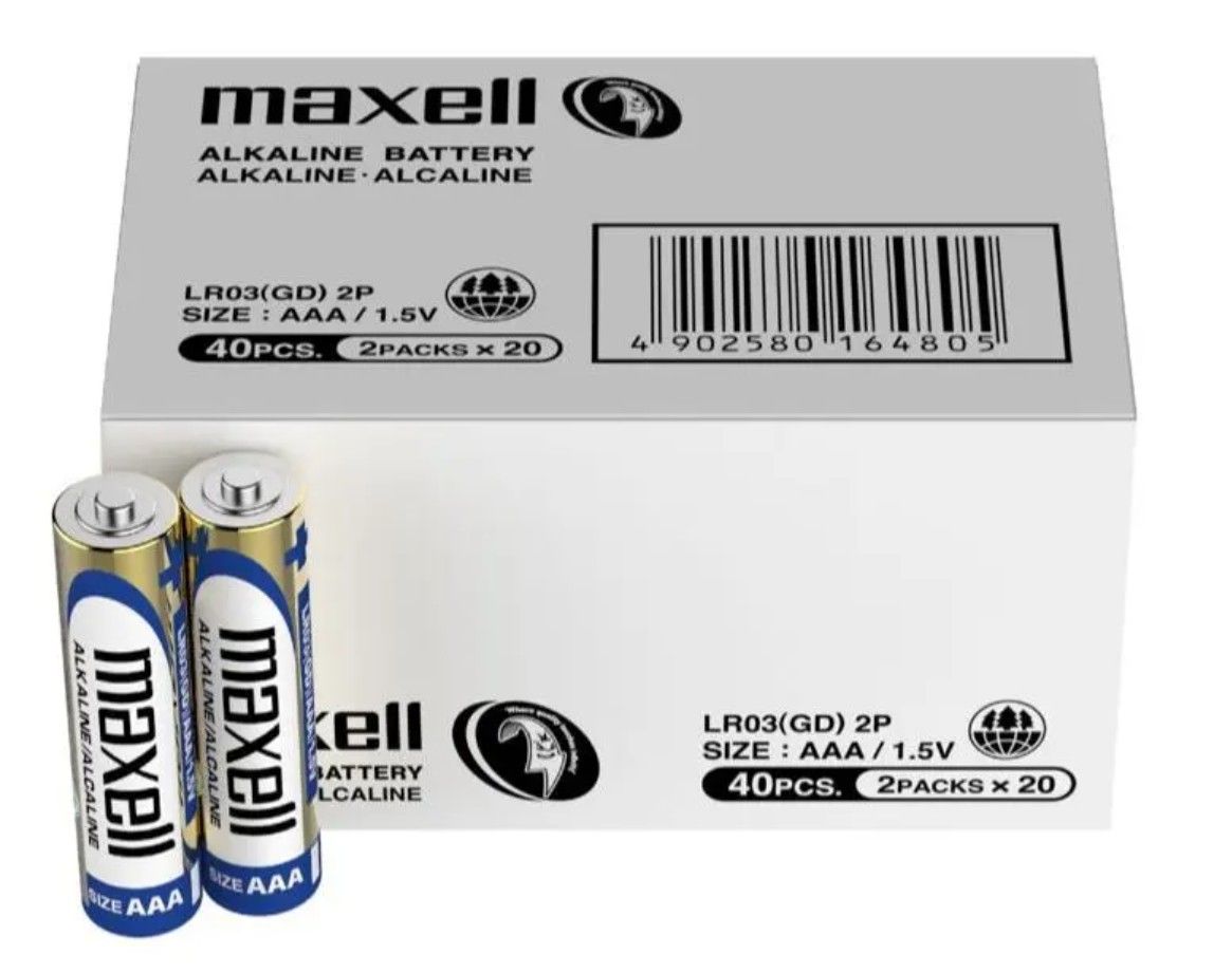 Maxell Alkaline AAA Battery (2pcs shrink pack) - 40pcs/box LR03 2P