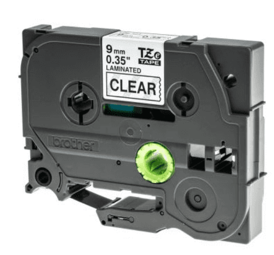 BROTHER TZ 121 9mm BLACK ON CLEAR TAPE