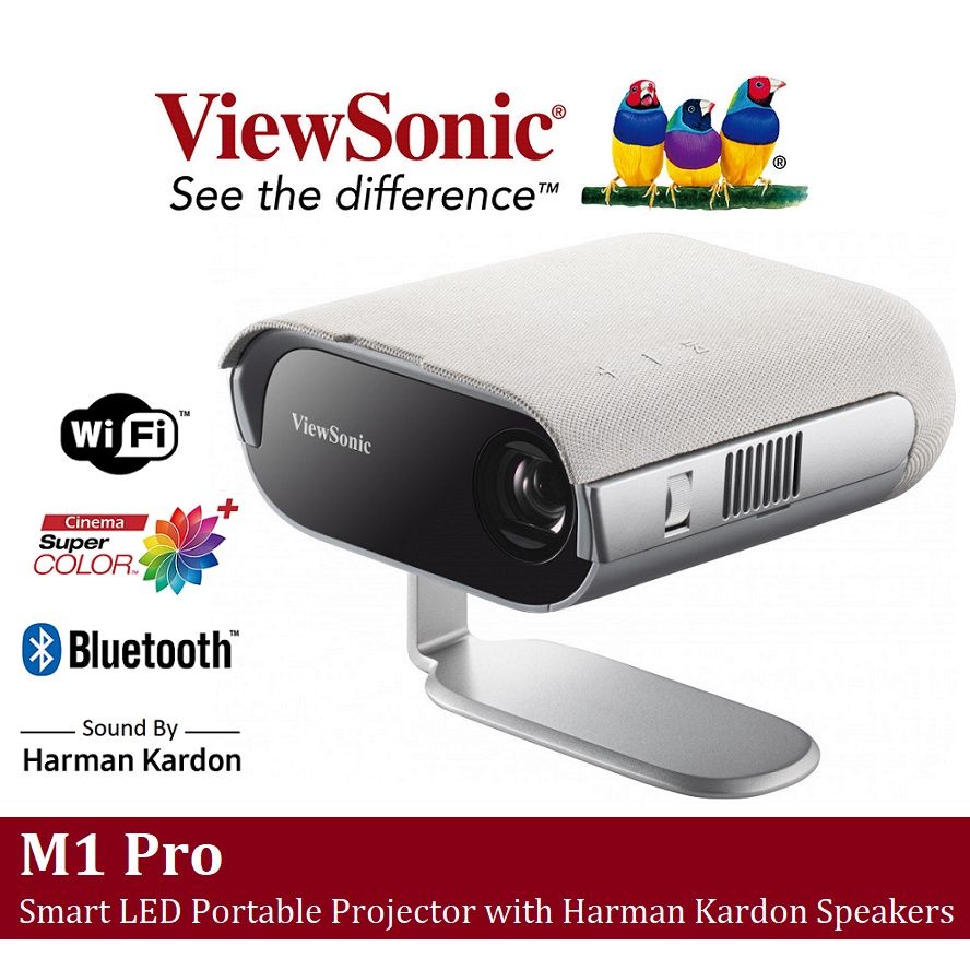 Viewsonic M1 Pro Smart LED Portable Projector with Harman Kardon Speakers鈥�(600 Lumen)