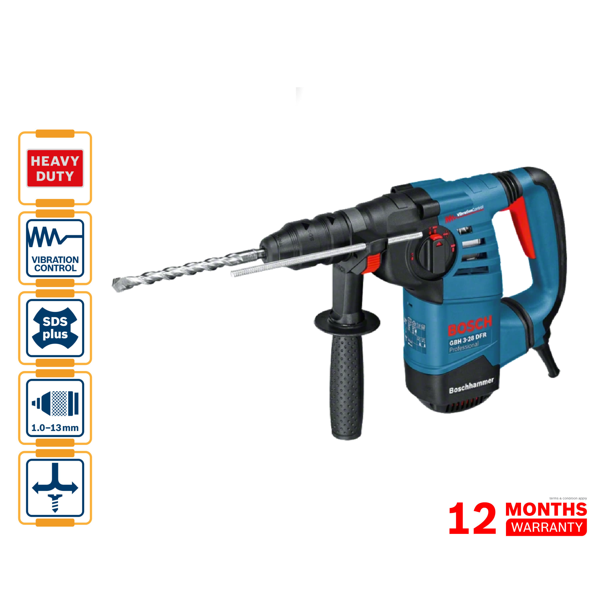 BOSCH GBH 3-28 DFR Rotary Hammer (With SDS Plus) - 061124A0L0
