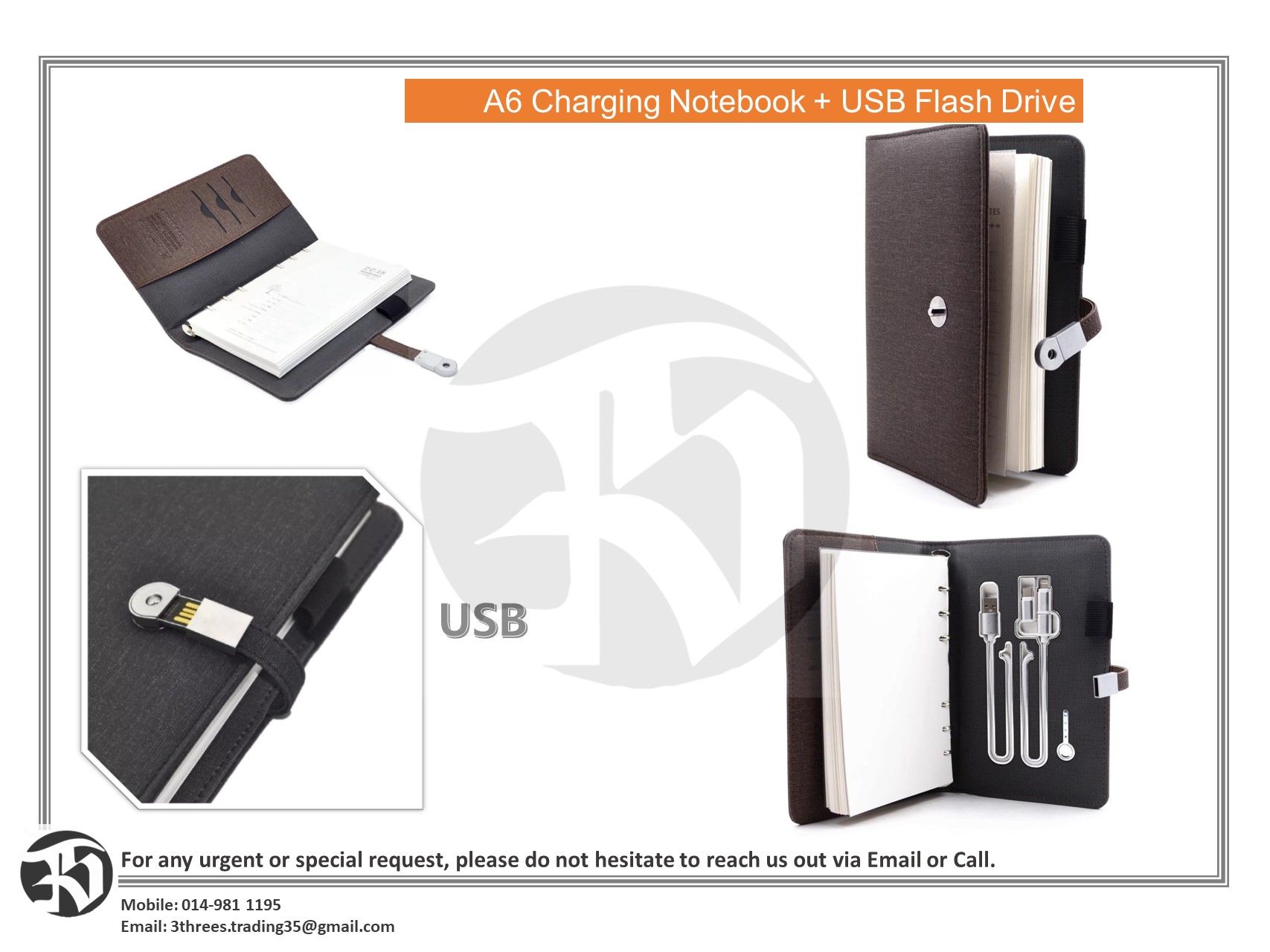 A6 Charging Notebook With USB Flash Drive
