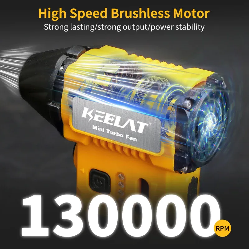 KEELAT 130000rpm Mini Turbo Fan Portable Brushless Motor Strong wind Handheld Pocket Ourdoors