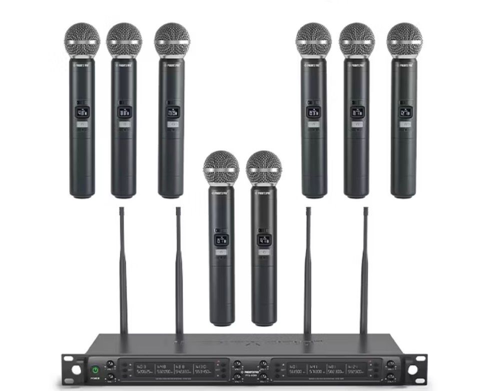 Phenyx Pro PTU-6000A 8-Channel UHF Wireless Microphone System Dynamic Microphones for Singing Stage