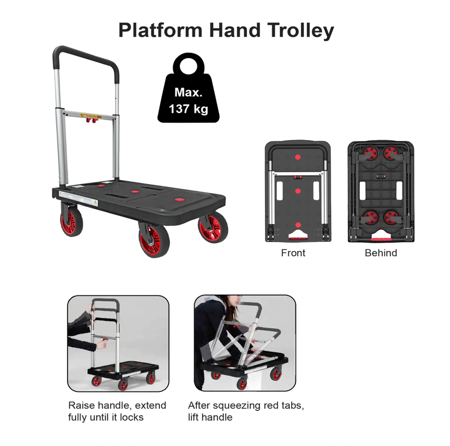 (EFW99F) (137KG) ELEPHANT KING HIGH QUALITY POLDABLE PLATFORM HAND TROLLEY - T035-001