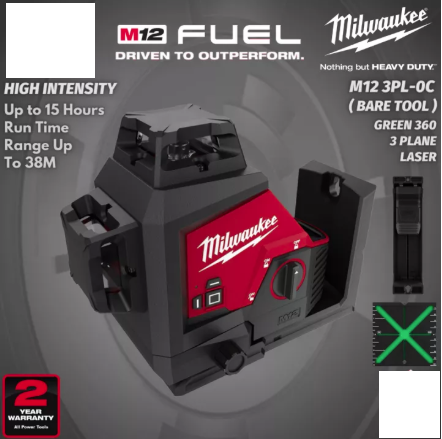 MILWAUKEE M12™ Green 360° 3 Plane Laser / SET