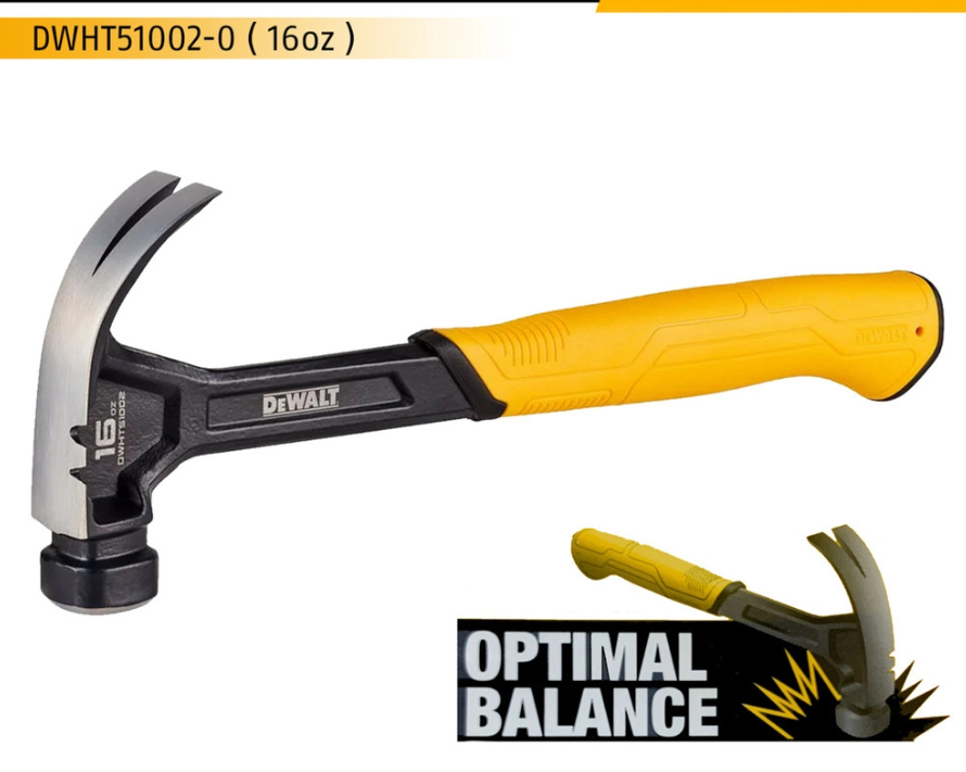 DEWALT DWHT51002-0 16OZ CURVE CLAW STEEL HAMMER