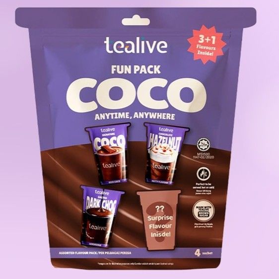 (Loose pack) Tealive Coco Fun Pack 24 Pack x 4 Sachets x 25g