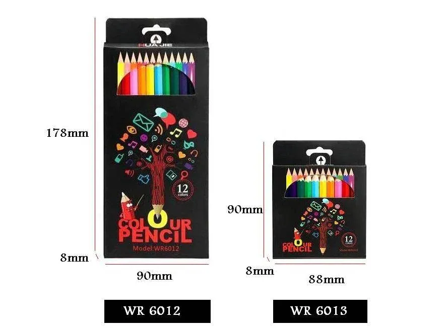 HUAJIE COLOUR PENCIL SHORT WR6013 12BOX/PAC
