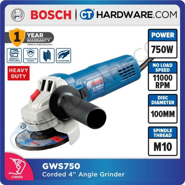 GWS750-100 angle grinder 4" 750w