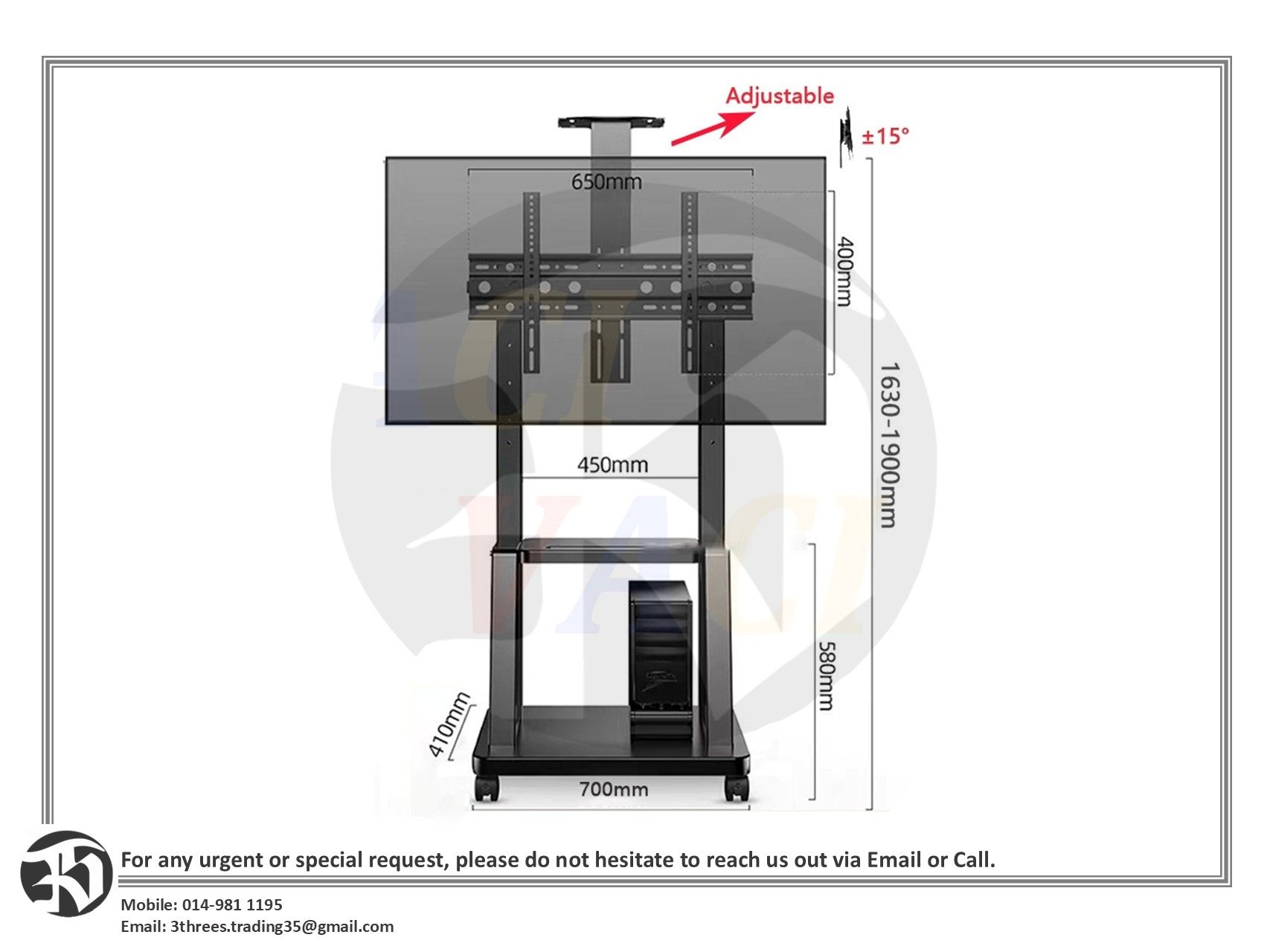 Mobile TV Stand 32-85 Inch (Self Assembly)