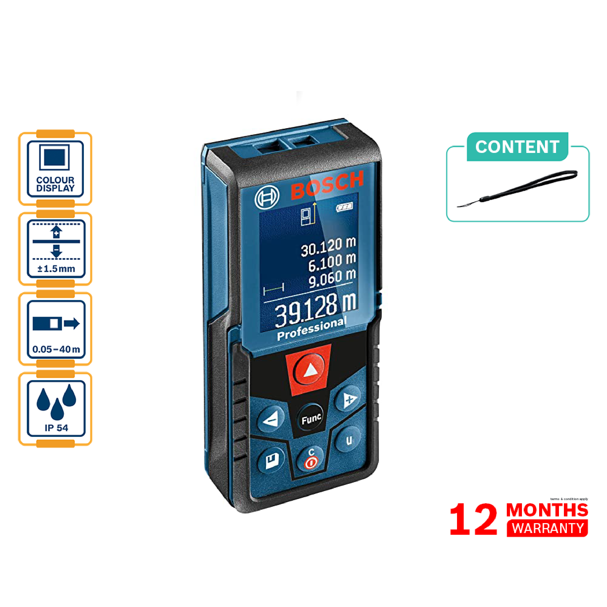 BOSCH GLM 400 Laser Measure (Red Laser) - 0601072RK0
