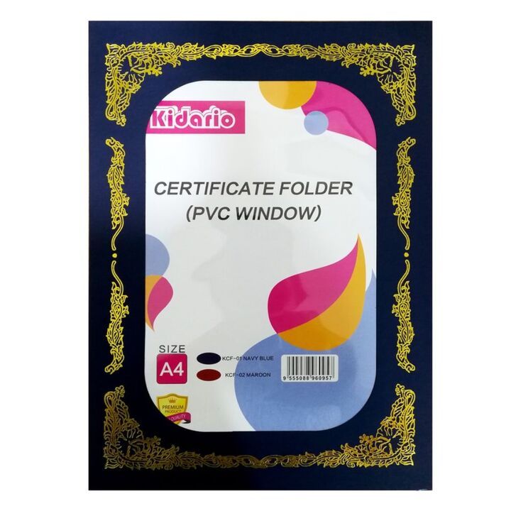 QP A4 CERTIFICATE FOLDER WITH PVC COVER WINDOW