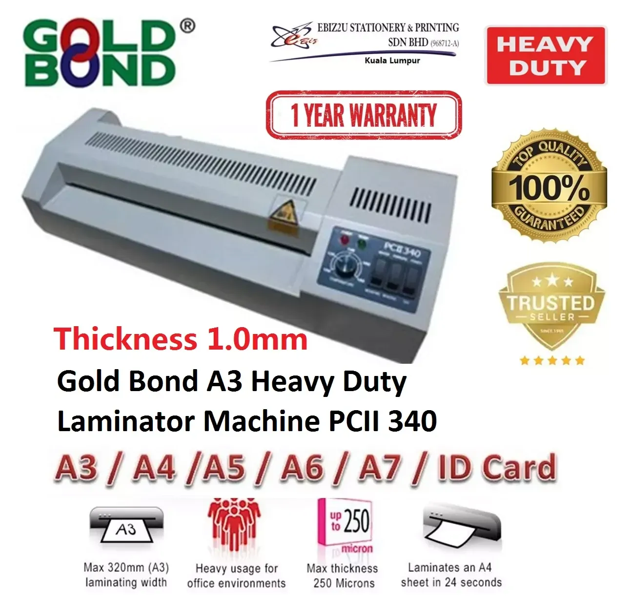 Gold Bond A3 Heavy Duty PCII 340 SIZE Hot & Cold LAMINATE MACHINE-office supply, stationery supply, Laminator Machine, laminate machine, laminate, Laminator, heavy duty laminator