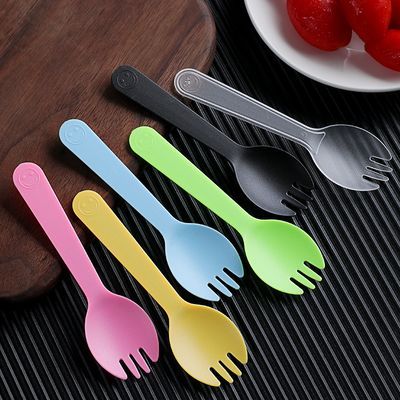 *100pcs Plastic Spoon Fork 2in1 Individual Pack Disposable