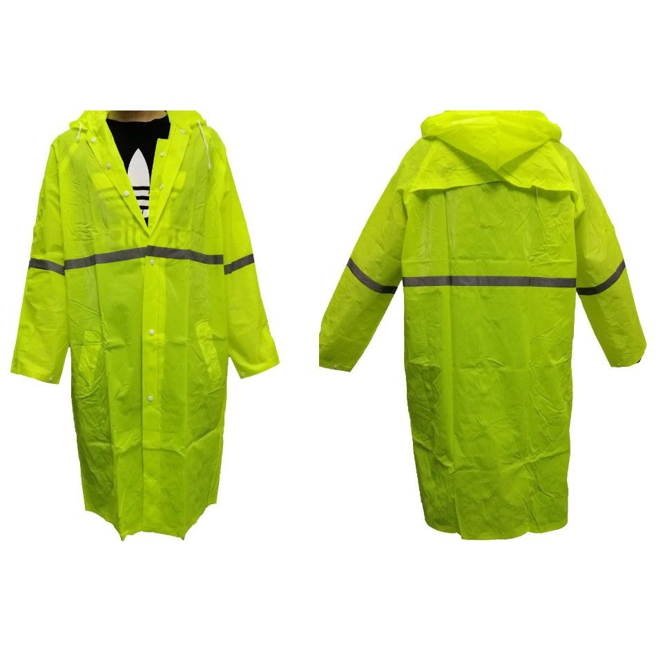 Raincoat (With Reflective Strips)(Only button) - fluorescent yellow baju hujan